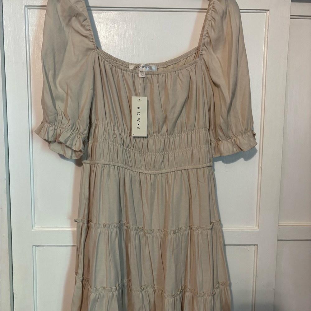 Roma Cream Puff Sleeve Dress